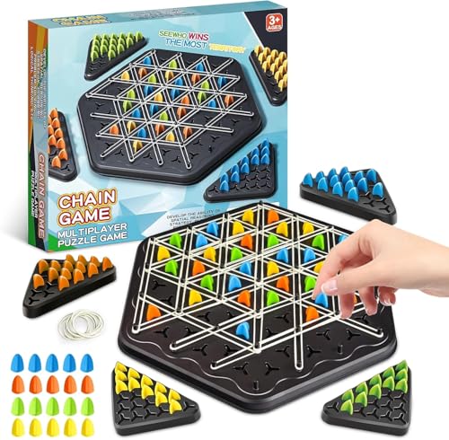 ORCHID M® Chain Triangle Chess Game, 2 to 4 Players Board Games for Family Night, Back to School Gifts,Chain Chess Desktop Puzzle Interactive Game for Kids Adult Family Party