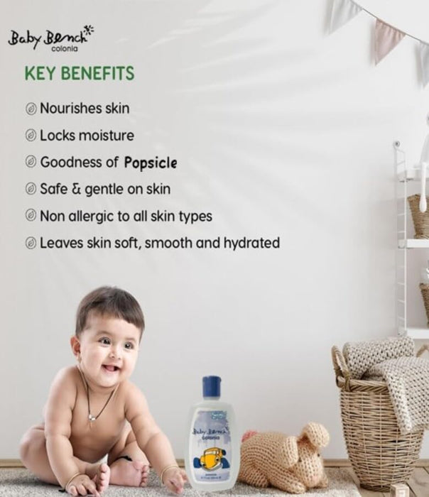 Baby Bench Colonia POPSICLE COLOGNE | Perfume for Babies, Gentle & Safe, Mild Fragrance | Long-lasting Moisture & Delicate Fragrance | Safe for Mother's Hands & Baby's Skin 200 ml - (Pack of 3).