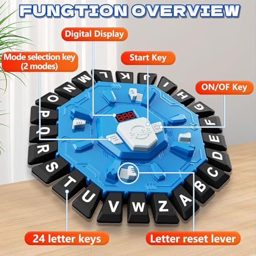 Word Game， Word Game Family Board Game with Digital Display Timer and 2 Categories Modes Fun Fast-Paced 24-Letter Game for Learning Party Interactive (Blue)