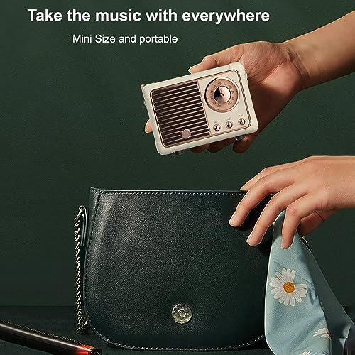 [Upgrade] Retro Bluetooth Speaker, Mini Wireless Bluetooth Speaker, Cute Old Fashion Vintage Decor Style for Kitchen Desk Bedroom Office Party Outdoor (Antique White)