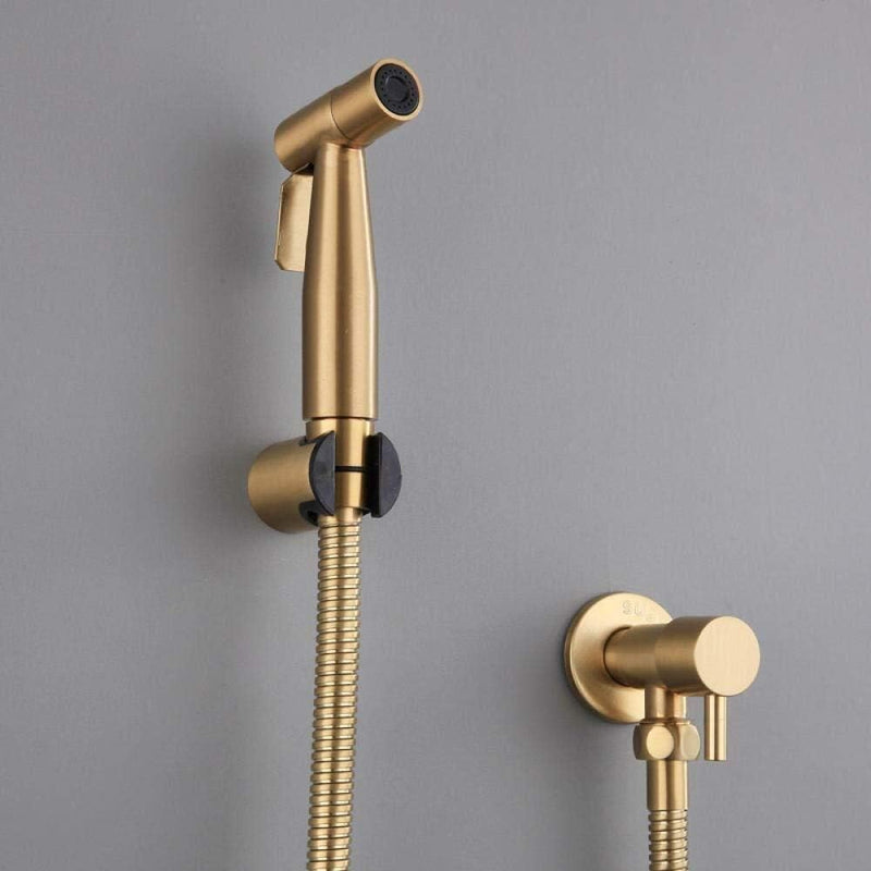 KEKEYANG Handheld Toilet Spray Stainless Steel Douche Set for Cloth Diaper Baby - Antique Brushed Gold Faucet Kit Handheld Bidet Sprayer Bathroom
