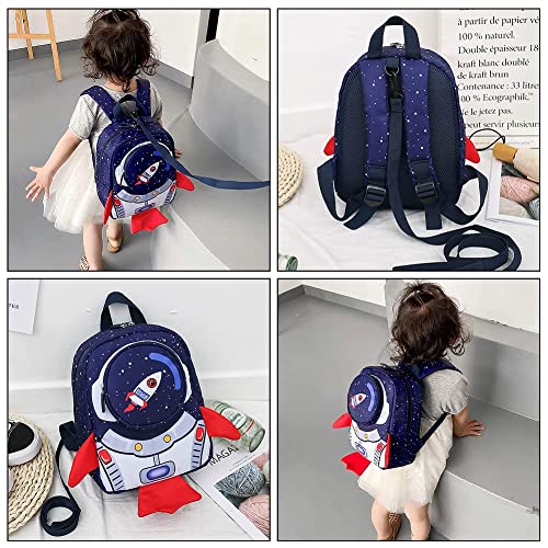 NALACAL Toddler Backpack with Baby Reins, Kids Backpack for School, Waterproof Children's Backpack, Cartoon Safety Anti-Lost Strap, Rocket Shape, Toddler Reins for Walking 1-2 years, for Girls Boys