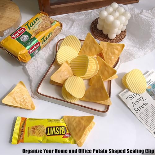 24 Pack Chip Clips Bag Clips Food Clips, Potato Corn Shaped Chip Funny Sealing Clips Snack Bag Sealer for Home Kitchen Food Storage (12 Round + 12 Triangular)