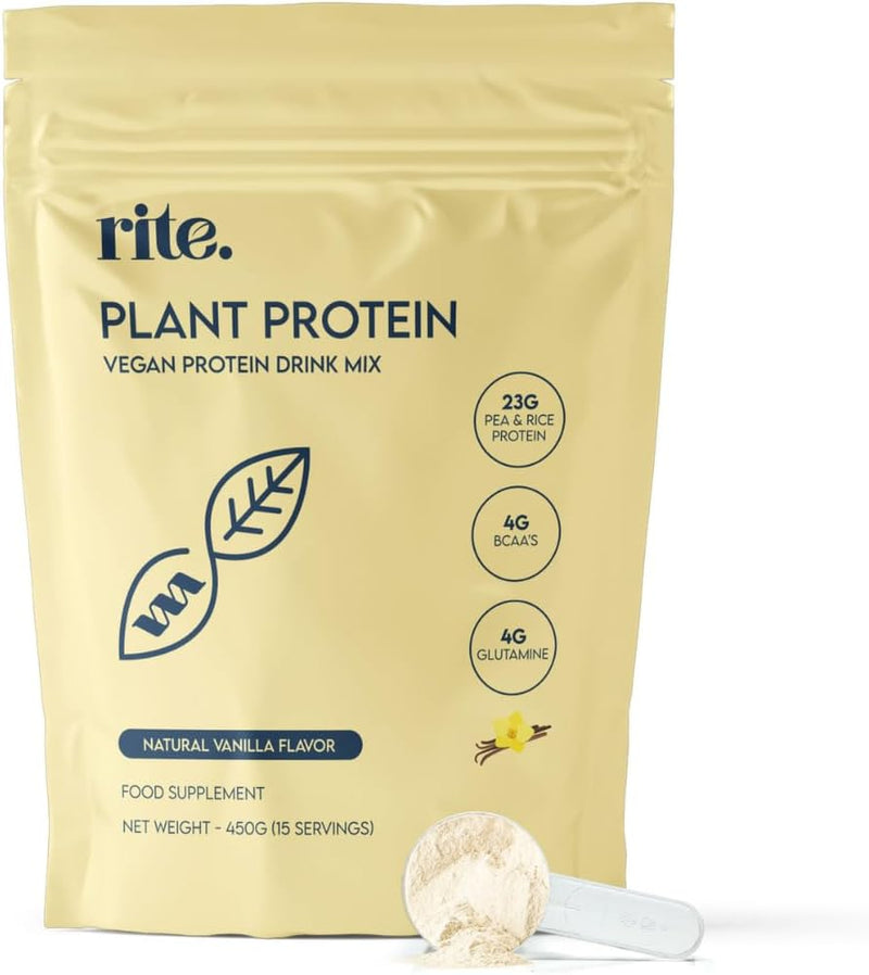 Performance Protein - Vegan Protein Powder with 23g Plant-Based Protein, 4g BCAAs & 4g L-Glutamine. Perfect anytime & post workout. Tastes great with just water Vanilla Flavour (15 Servings). - Vanilla 450.0