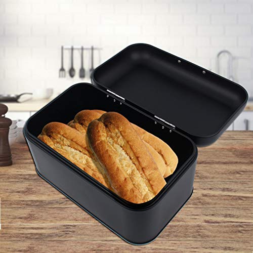 Bread Box, Metal Durable Retro Storage Box, Easy to Clean for Kitchen for Living Room Save Space(black)