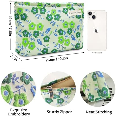 SYOSI Makeup Bag for Women, Cosmetic Pouch Travel Makeup Bag Large Capacity Canvas Makeup Bag Makeup Organizer Bag with Zipper for Women and Girls (Leopard)
