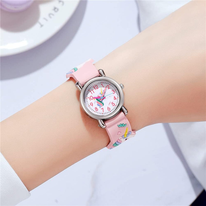 Kids Watches Girl Watches Ages 3-12 Sports Waterproof 3D Cute Cartoon Digital 7 Color Lights Wrist Watch for Kids