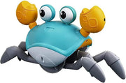 SKY-TOUCH Electric Runaway Crab Crawling Crab Baby Toy with Music and LED Light Up Toddler Interactive Learning Development Toy with Automatically Avoid Obstacles For Babies, Toddlers and Kids - Blue-Crab