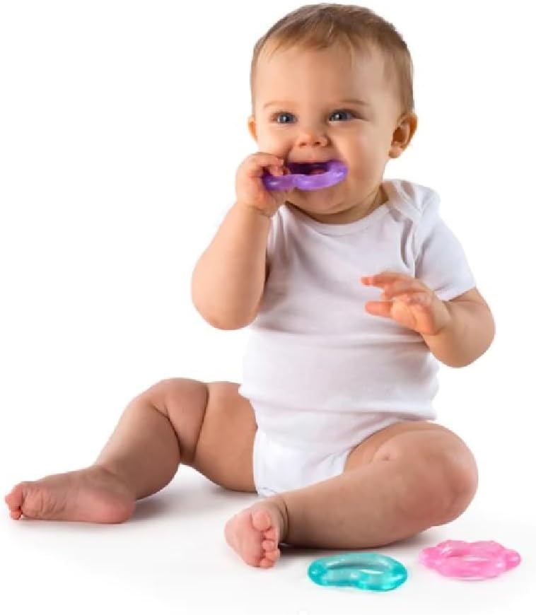 Bright Starts Gummy Buddies 3-Pack Textured Teethers - BPA-Free Elephant, Lion, Monkey - Unisex, 3 Months +
