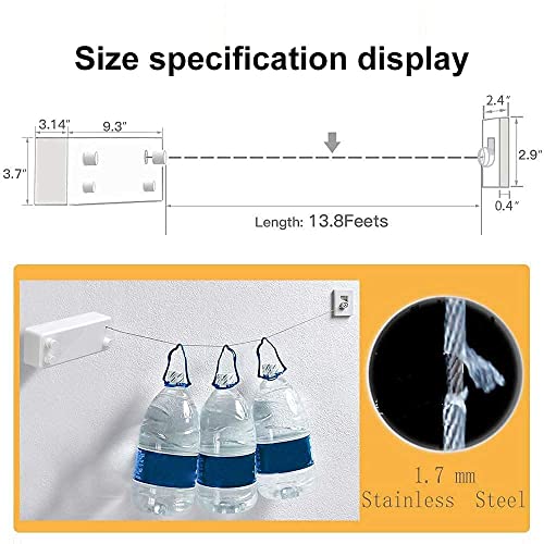 KASTWAVE Retractable Clothesline Double Rope, Indoor & Outdoor Adjustable Stainless Steel Double Rope Wall Mounted Space Saving Clothes Line for Balcony 13.8ft (Silver)