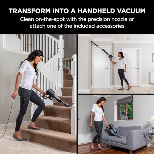 Shark Corded Stick Vacuum Cleaner with Anti Hair Wrap and DuoClean Floorhead, Flexible Pet Vacuum with Anti-Allergen Complete Seal, 3 Attachments, 10m Cord, Rose Gold HZ500UKT