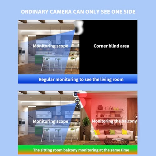 BusoTh 4MP Dual Lens Indoor Security Camera, Wifi Wireless Home Security Camera with Intelligent Full Color Night, Dual Lens Simultaneous Monitoring and Recording, AI Humanoid