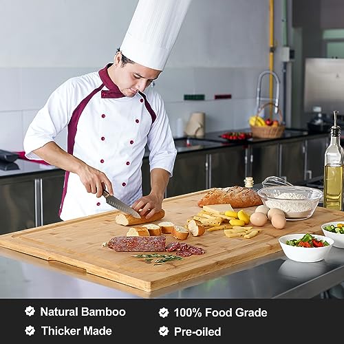 36 x 24 Extra Large Bamboo Cutting Board for Kitchen, Cutting Board Stove Top Cover with Handle, Butcher Block Chopping Board with Juice Groove, Large Charcuterie Board, Over the Sink Cutting Board