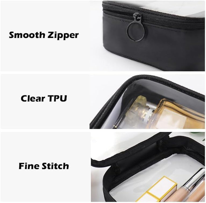 Azonee 3 Pcs Clear Makeup Bag, TPU Toiletry Bags, Travel Clear Case for Cosmetics, Transparent Zippered Bag, Waterproof Women's Portable Minimalist Storage Bag (S, M, L)