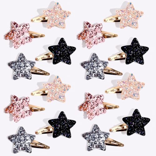 16Pcs Hair Clips for Girls Kids, Hair Accessories for Kids Baby Girl No Slip Metal Snap Star Shaped Kids Hair Clips