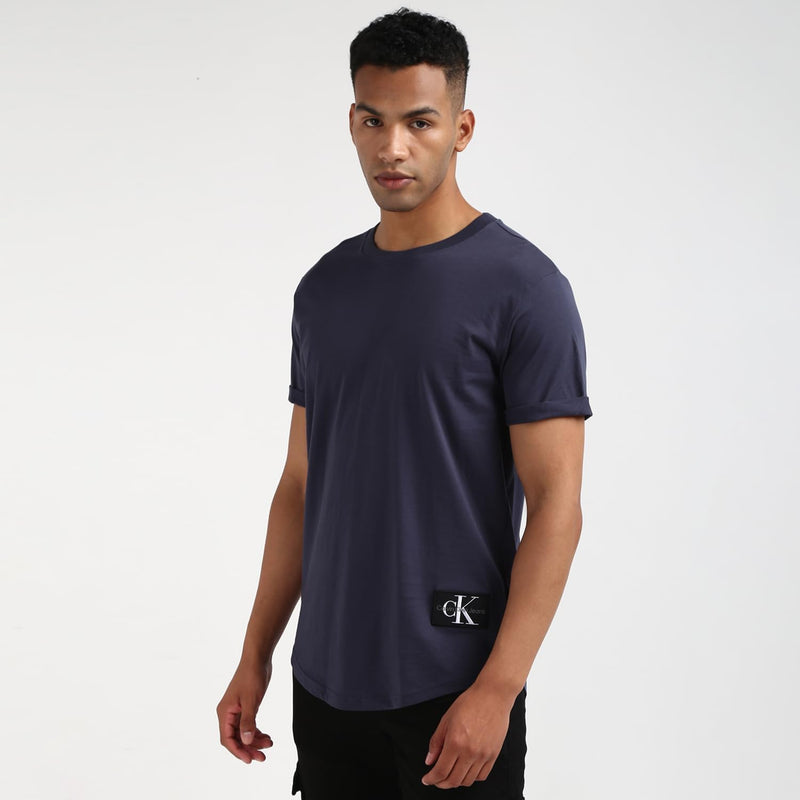 Ck Jeans Mens Long Sleeve Homme-/-tee-shirts-/-t-s-manches-courtes Badge Turn Up Sleeve