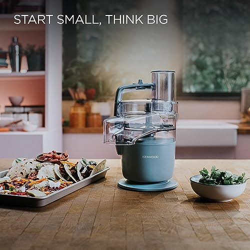 KENWOOD 2-in-1 Food Processor + Chopper 650W with 360° EXPRESS SERVE for Limitless Slicing/Grating, Powerful Versatility, Ultra Compact - Ready to Go in Your Kitchen Drawer FDP22.130GY Grey/Clear