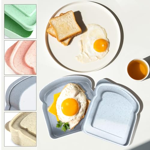 4Pcs Sandwich Containers for Lunch Boxes, Reusable Sandwich Box Container for Kids, Sandwich Holder Bread Container for Adults, BPA Free, Microwave & Dishwasher Safe, School, Office, Camping