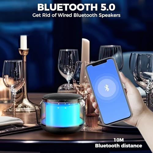 Portable Bluetooth Speaker, Mini Wireless Speakers Bluetooth 5.0 Outdoor Speaker with RGB LED Light, TWS Dual Pairing, TF Card Play Support, Party, Camping, Travel (Multicolor)