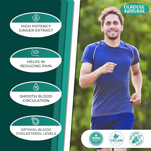 Oladole Natural Ginger Extract- 1000mg (120 Capsules) | Digestive Aid, Immune Booster, Maintain joint Health & Comfort, Supports Metabolic Function, Potent antioxidant & Boost Energy | Non- GMO