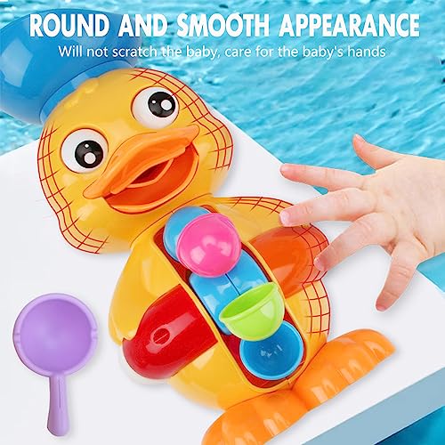Joyzzz Bath Toys for Kids, Duck Bathtub Toys with Water Scoop, Strong Suckers Bathtub Toys for Kids with Eyes and Rotatable Waterwheel, Toddler Bath Toys for Boys Girls 1-4 Years, Shower Gift