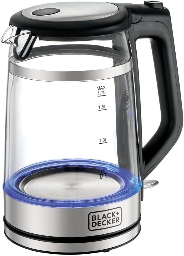 Digital Kettle, 2200W, 1.7L, Touch Screen, Double Wall Design, 6 Preset Temps, 30-Min Keep Warm, LED Display, Auto Shut-Off, Boil-Dry Protection, Cool-Touch Exterior, Black - GK220-B5 - Glass