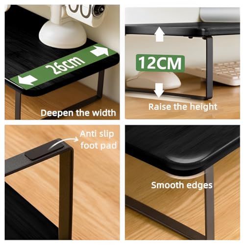 Beauenty Monitor Stand Riser,Laptop Stand,Wood Monitor Stand Riser with Ergonomic Height Adjustment,Desktop Organizer,Office Desk Accessories for Laptops,Monitors,Printers(80x26x12cm)