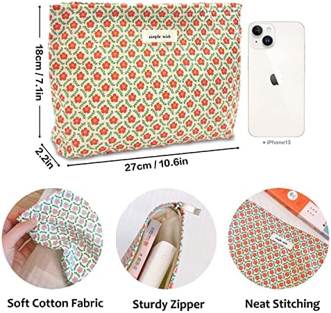 STARDW Flower Cosmetic Bags Makeup Bags for Women and Girls,Travel Makeup Bag Large Capacity Canvas Makeup Bag,Makeup Organizer Bag Zipper Pouch, Embossed pink, Large Capacity Aesthetic Makeup Bags