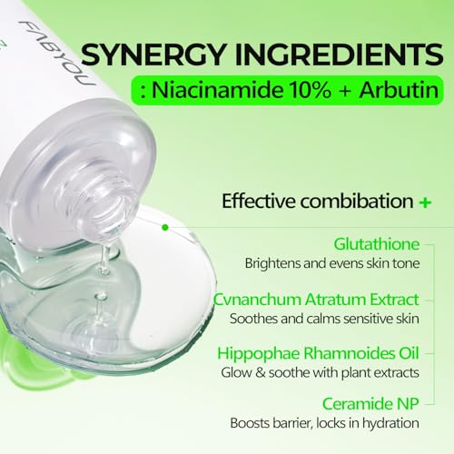 FABYOU Niacinamide Arbutin Glow Boosting Serum 50ml – Korean Skincare for Clarifying & Pore Care with 10% Niacinamide & Arbutin, with a Fast Absorbing Formula for a Radiant Skin Tone