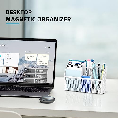 DALTACK Magnetic Pencil Holder Magnetic Shelf for the Whiteboard 3-Grid Mesh Magnetic Pen Holder for Refrigerator Magnetic Organizer Locker Accessories Organizer for Home, School and Office, White