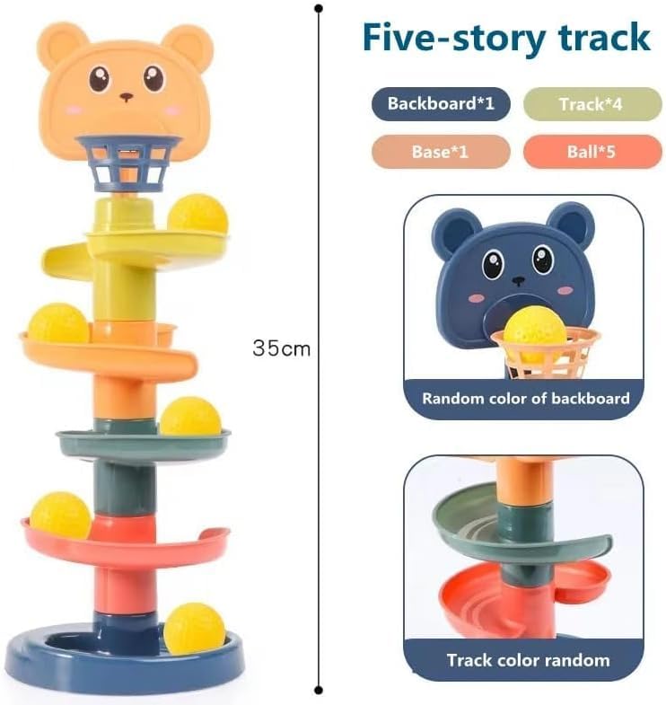 Rolling Ball Tracking Toy Set – Colorful Baby Toys Slide Track Tower | Early Educational Ball Drop Game for Toddlers | Plastic Swirling Tower with Rolling Balls – Stackable Activity Toy (Multi-Color)