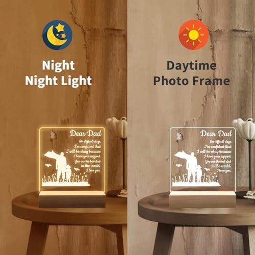 KASTWAVE Acrylic Night Light Dad Gifts from Daughter - Unique Birthday, Fatherâ€™s Day, Thanksgiving, Christmas Gifts for Dads Who Have Everything - Special Keepsake for Dad
