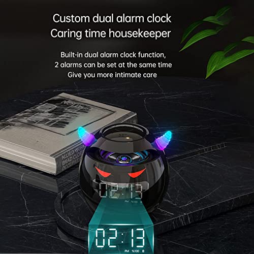 MAKINGTEC Wireless Bluetooth Speaker, Led Flash Portable Outdoor Bedside Kids Room Alarm Clock Subwoofer Music Tf Player with Microphone Hands-Free Call (Black)