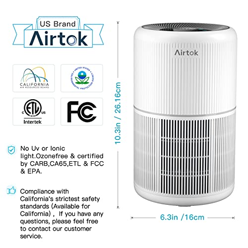 AIRTOK 2 Pack Air Purifier for Home Bedroom with H13 True HEPA Filter for Smoke, Smokers, Dust, Odors, Pollen, Pet Dander | Quiet 99.9% Removal to 0.1 Microns | White Available for California