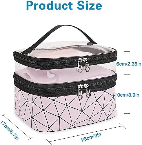 URbazaar Cosmetic bag, Double Layer Travel Makeup Bags For Women, Waterproof Portable Cosmetic Cases Make up Organizer for Makeup, Cosmetics Tools, Shampoo, Toiletries
