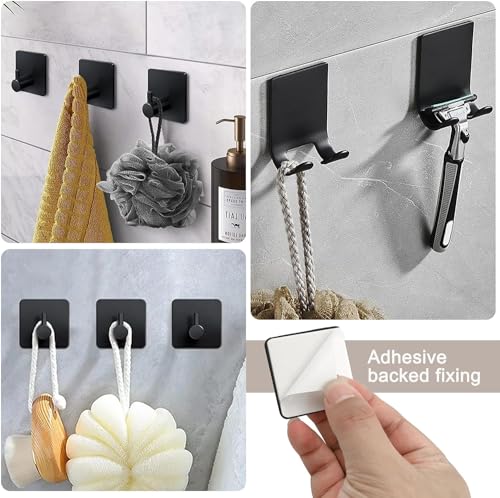 Sagreeny 7 PCS Bathroom Hardware Set, Matte Black Stainless Steel Bathroom Tower Rack Set Wall Mounted Includes 16" Towel Bar, Toilet Towel Paper Holder, Towel Ring, 4 Robe Towel Hooks