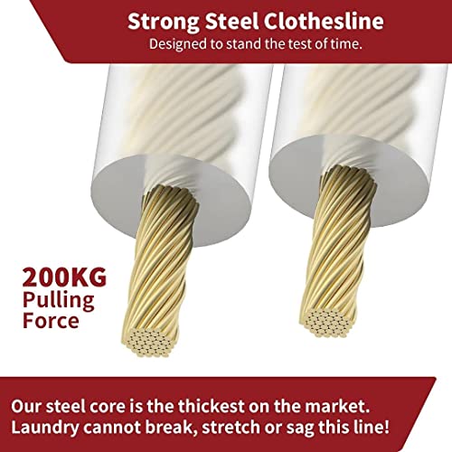 Betsey® Heavy Duty Steel Wire Plastic Coated Clothesline Rope with Five pcs Glow Sticks, Washing Line Rope, Cloth Hanging Wire, Steel Laundry Wire, Portable Clothes Line Rope