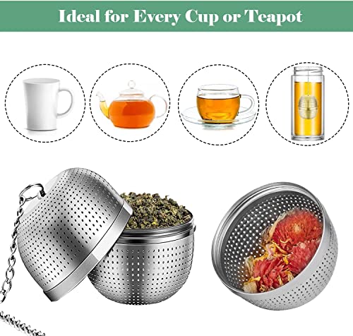 Azonee Tea Infuser for Loose Tea, Stainless Steel Tea Infuser Mesh Tea and Herb Ball Strainer, Tea Ball Strainers Infuser with Drip Trays, for Loose Leaf Tea, Herbal Tea, Mugs Teapots Spice(2 Pcs)