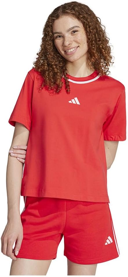 Women Essentials Color Pop Cotton T-Shirt - Red