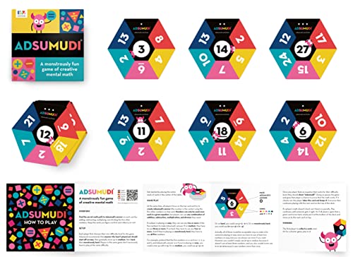 Evermade Adsumudi Math Game - The Monstrously Fun, Smart Game for Kids to Practise Multiplication, Division, Addition and Subtraction - Great for Kids Ages 8-12