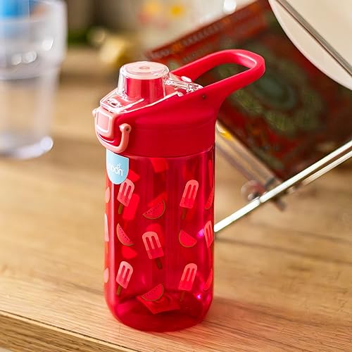 The Moon Brand Kids Tritan Water Bottle Portable 630ml for Indoor & Outdoor Activities: TravelPicnicsHikingBikingCamping Spill ProofBreak ResistantBPA Free , OdorFree Perfect Gift - Pink