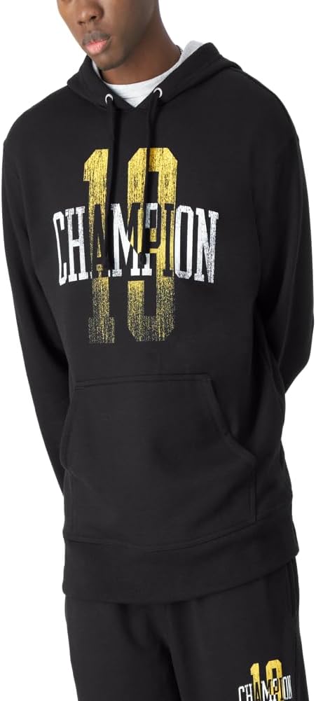 mens Graphic Powerblend Fleece Pullover Hood Hooded Sweatshirt - Black Champion 19