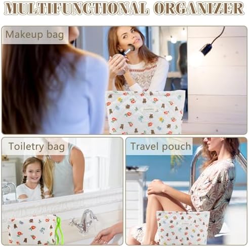 ZLFSRQ 3Pcs Checkered Makeup Bag for Women Large Cosmetic Bag Set Travel Toiletry Bag Makeup Pouch Bag for Purse Pink Zipper Storage Bag Organizer Cute Small Aesthetic Girls Car Essentials Bag