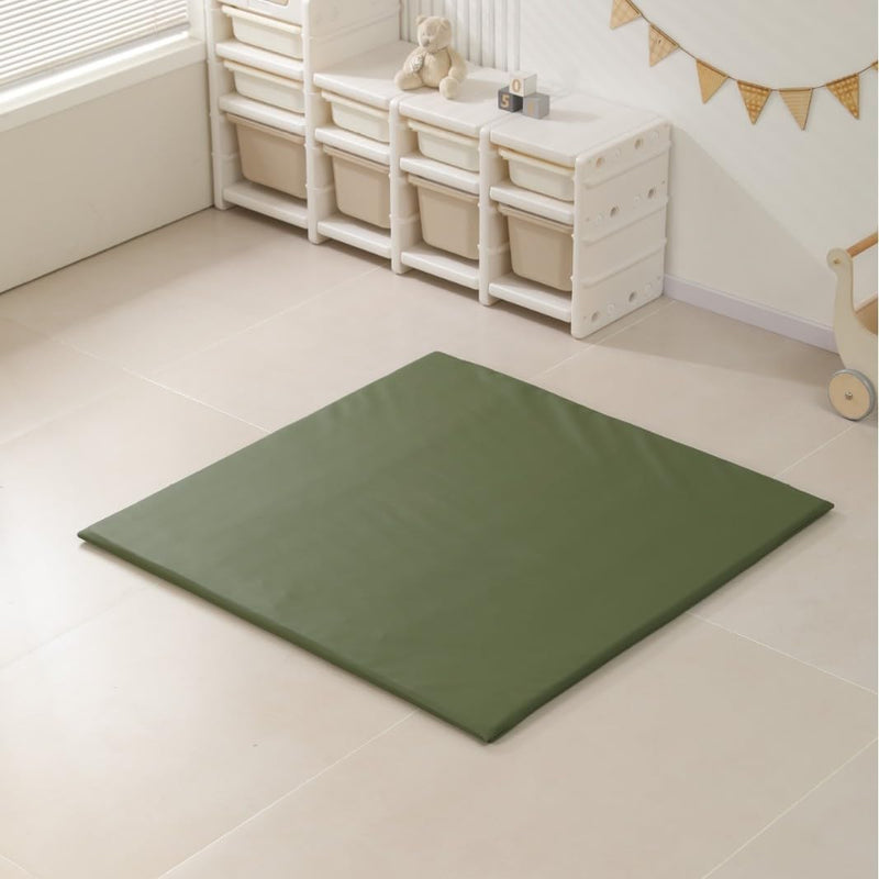 Padded Extra Thick & Super Soft Vegan Leather Baby Play Mat, Foam Cushioned & Waterproof Playpen Mat for Infants and Toddlers, Stylish and Just Wipe-Clean Playmat for Baby on Floor (120*120) (Beige)