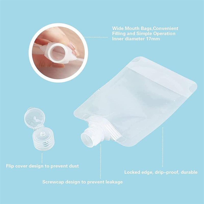 15Pack Travel Pouches for Toiletries, TSA Approved Travel Size Portable Containers, Stand Up Pouch, Leakproof Squeezable Bags Refillable Travel Accessories for Shampoo Conditioner Lotion Soap Liquids