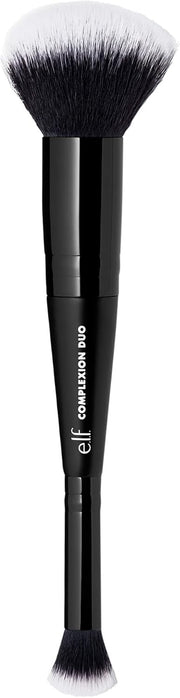e.l.f. Complexion Duo Brush, Makeup Brush For Applying Foundation & Concealer, Creates An Airbrushed Finish, Made With Vegan, Cruelty-Free Bristles - Black - Complexion Duo 1 Count (Pack of 1)