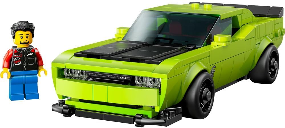 Speed Champions Dodge Challenger SRT Hellcat Sports Car Toy - Car Model Kit with a Driver Minifigure - Birthday Gift for 9+ Year Old Boys - 77237