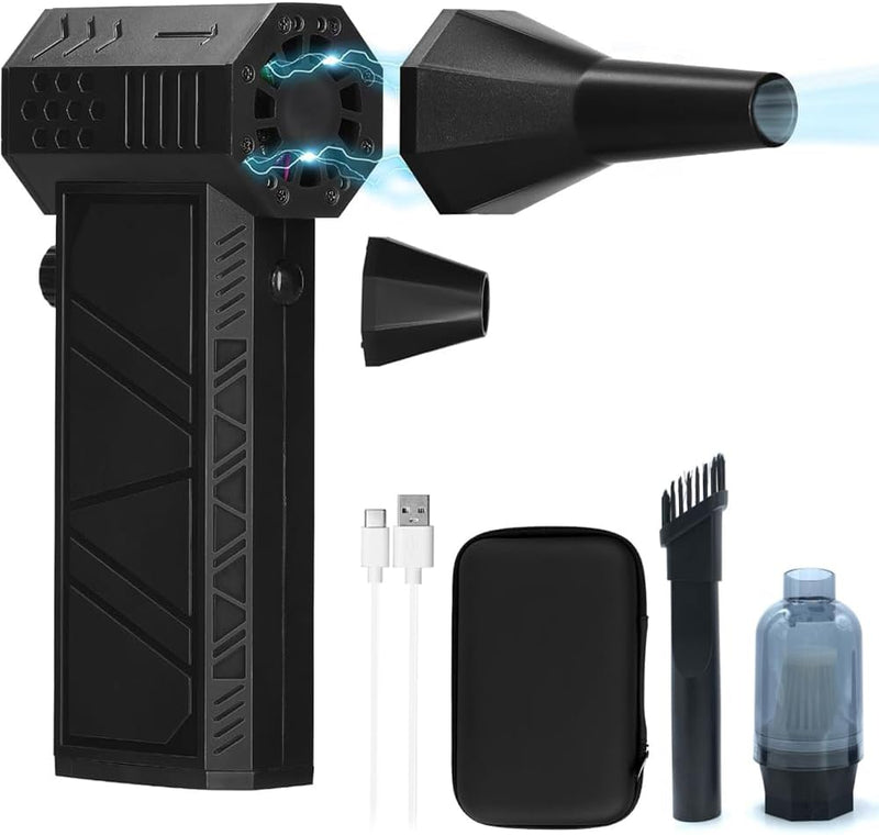 HEXAR Portable Turbo Fan with Vacuum Kit, 140000 Rpm Blower Fan, 6000mAh Battery Mini Wind Blower BBQ Fan, Efficient Vacuum Cleaning for Cars Computers Sofas, Type C Fast Charging (Vacuum Kit)
