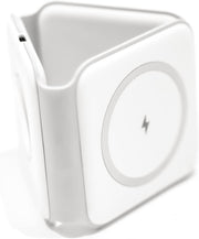 Foldable Wireless Charger Premium Charging Station Compact and Lightweight 3 In 1 Charging Station for Smartwatch, Smartphone, Earbuds QI-Enabled Travel Charging Pad Silicone Cover (White)