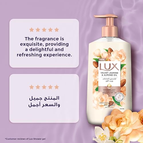 LUX Perfumed Liquid Hand Wash, Velvet Jasmine, with Almond Oil & Glycerin, for Fragrant, Soft and Clean Hands, 250ml